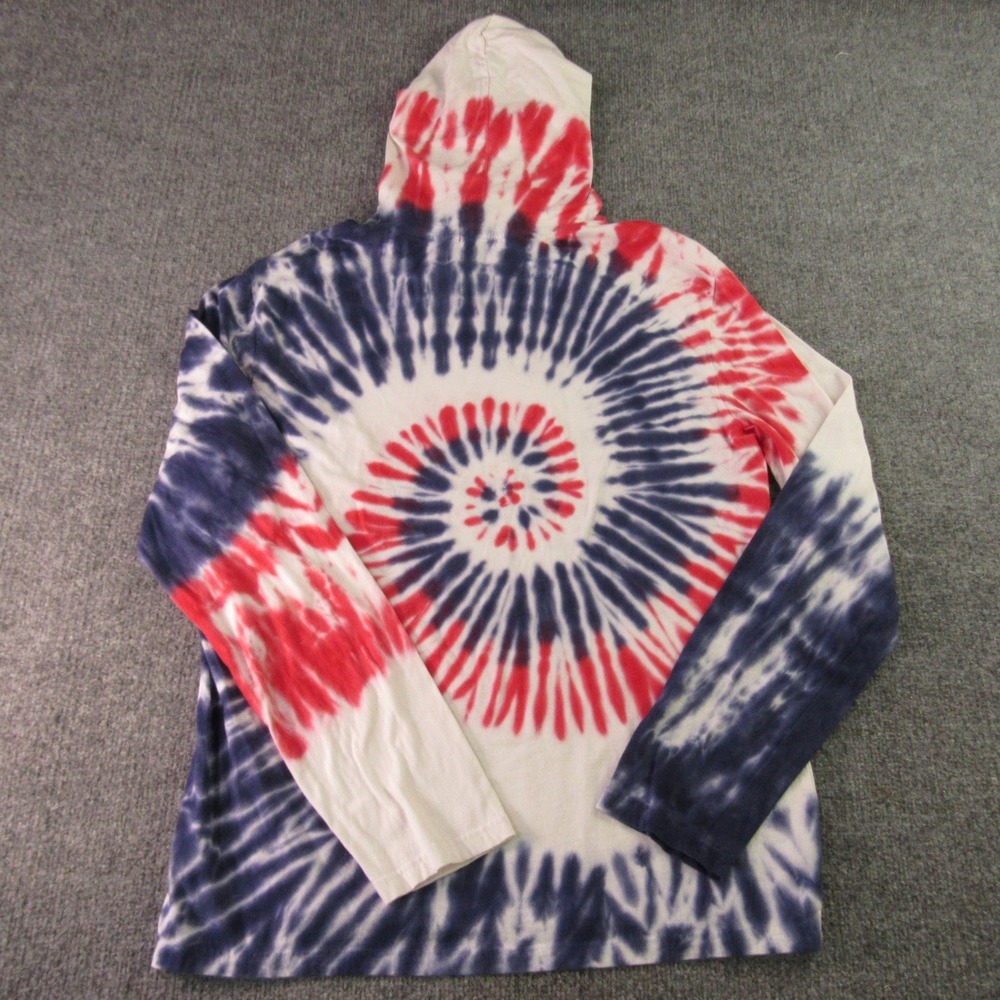 Polo Ralph Lauren Hoodie Mens M Red White Blue Tie Dye Spiral Long Sleeve Tee - Picture 2 of 10